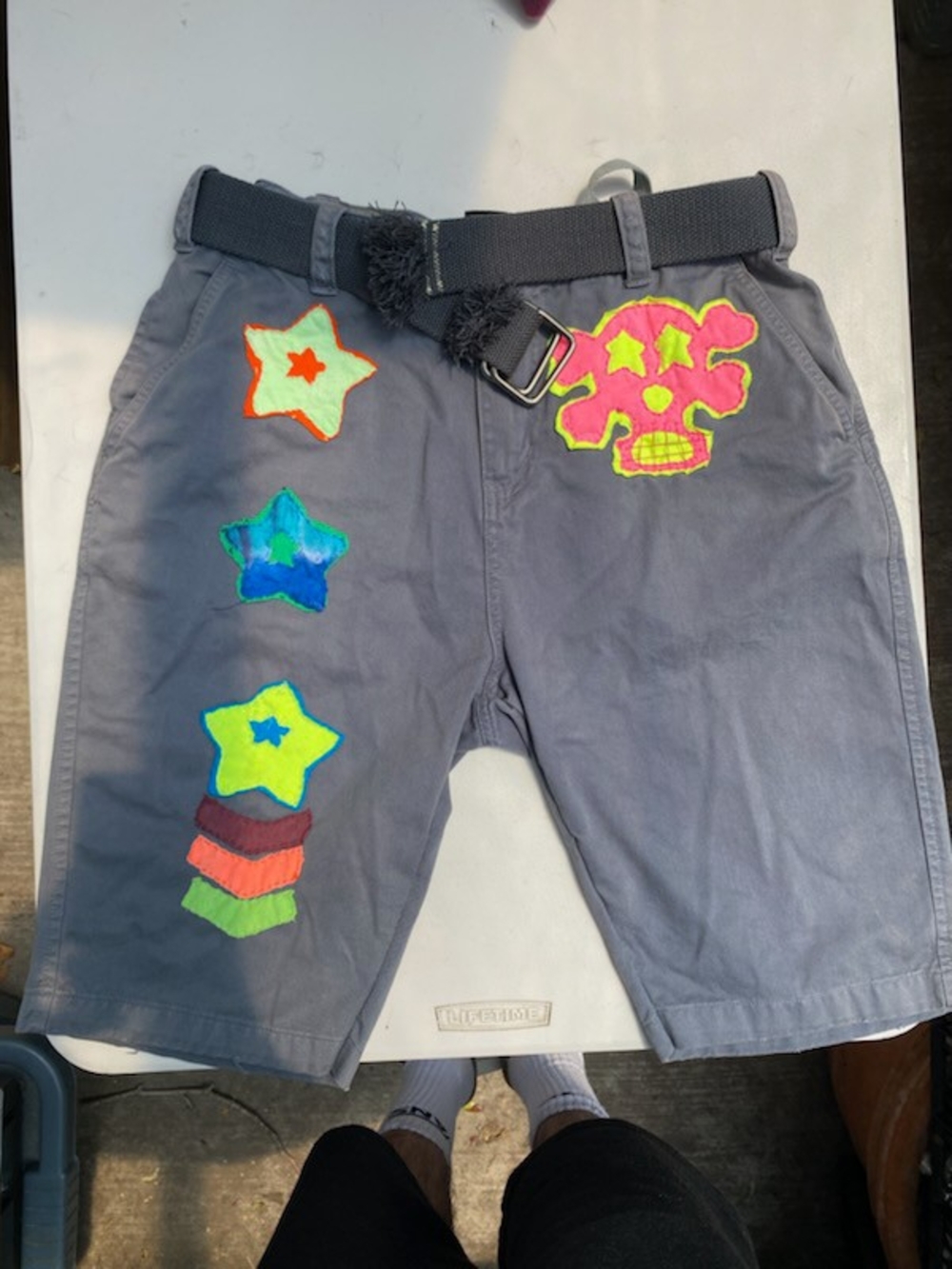 Arizona Jean Company Gray Men’s Shorts with Neon Star Appliqués